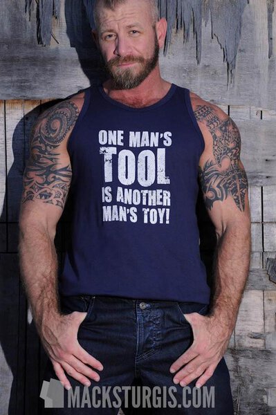 The tank-top says it all...