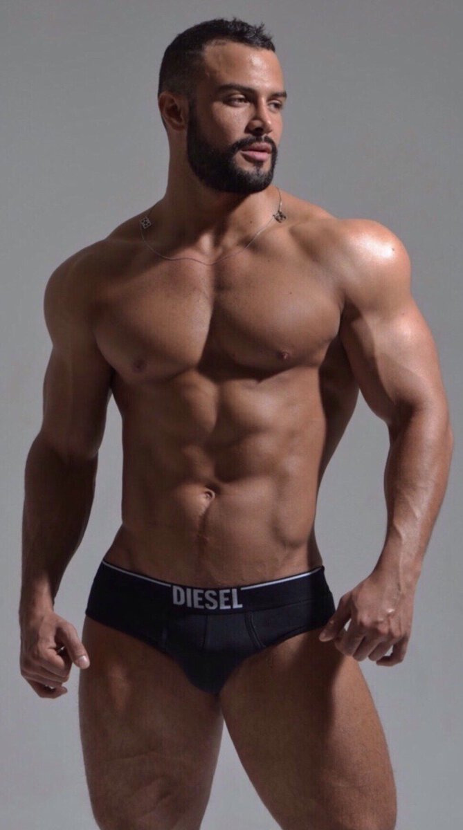 Well Groomed Bearded Muscle-Black Diesel Briefs