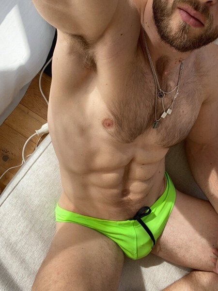 Beard-Fur-Lime Green Speedo-Sexy Pit