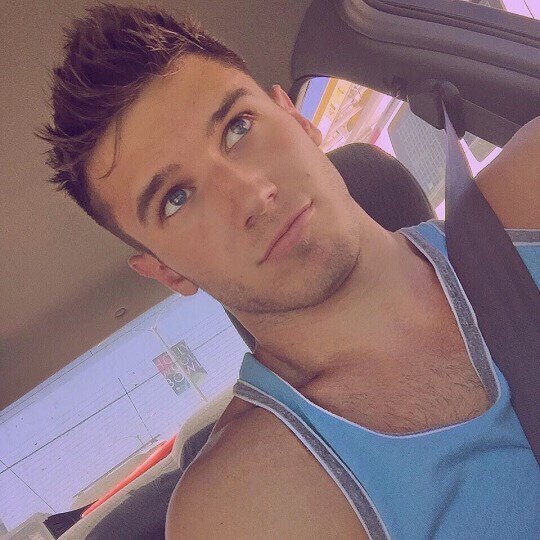 The Eyes Have It-Hot Guy-Blue Tank Top-In Car