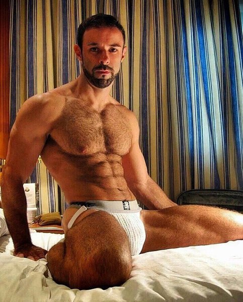 Bearded Fury Perfection-Well Filled Jock-Kneeling on Bed