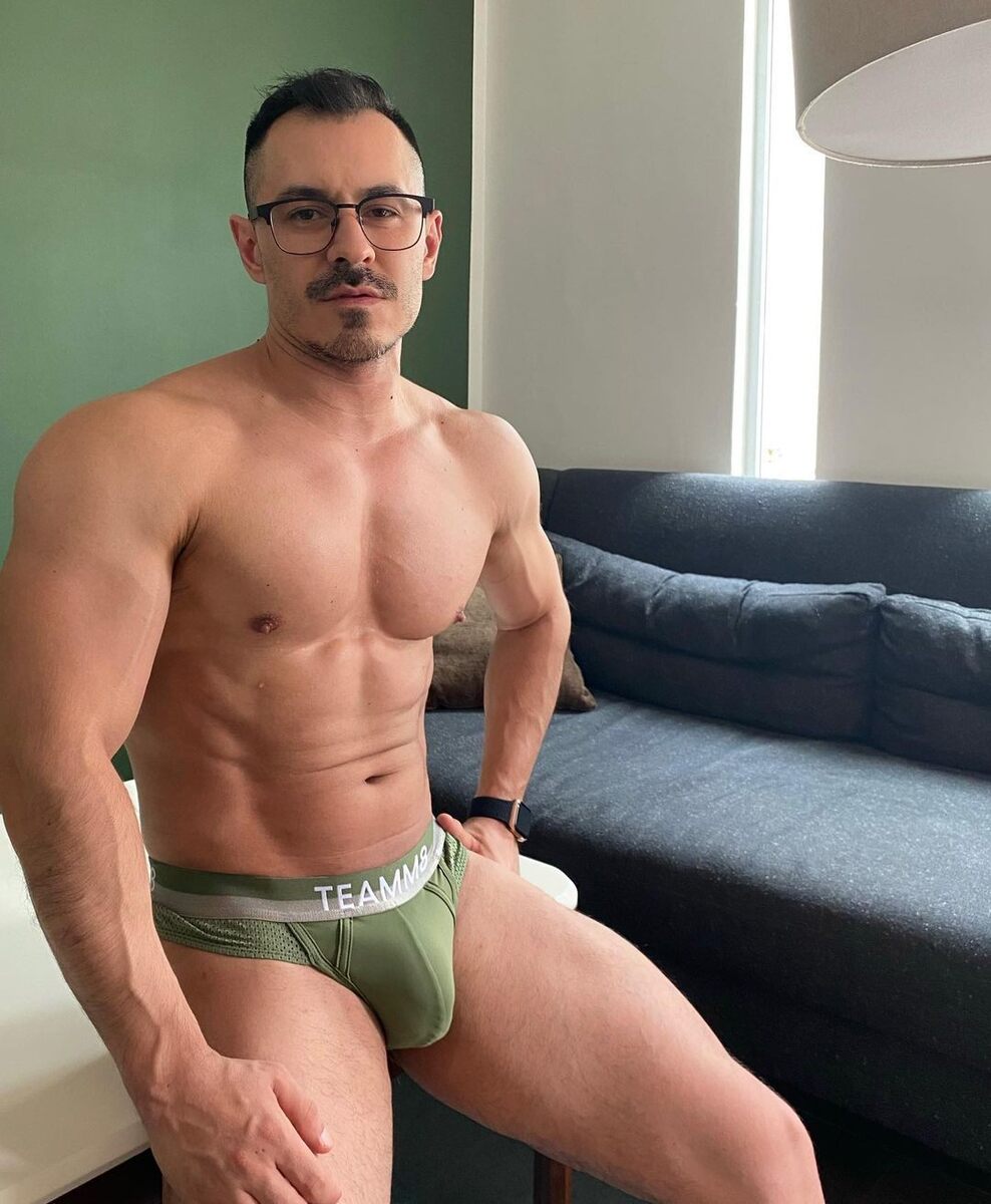 Smooth muscle - glasses - Teamm8 green briefs