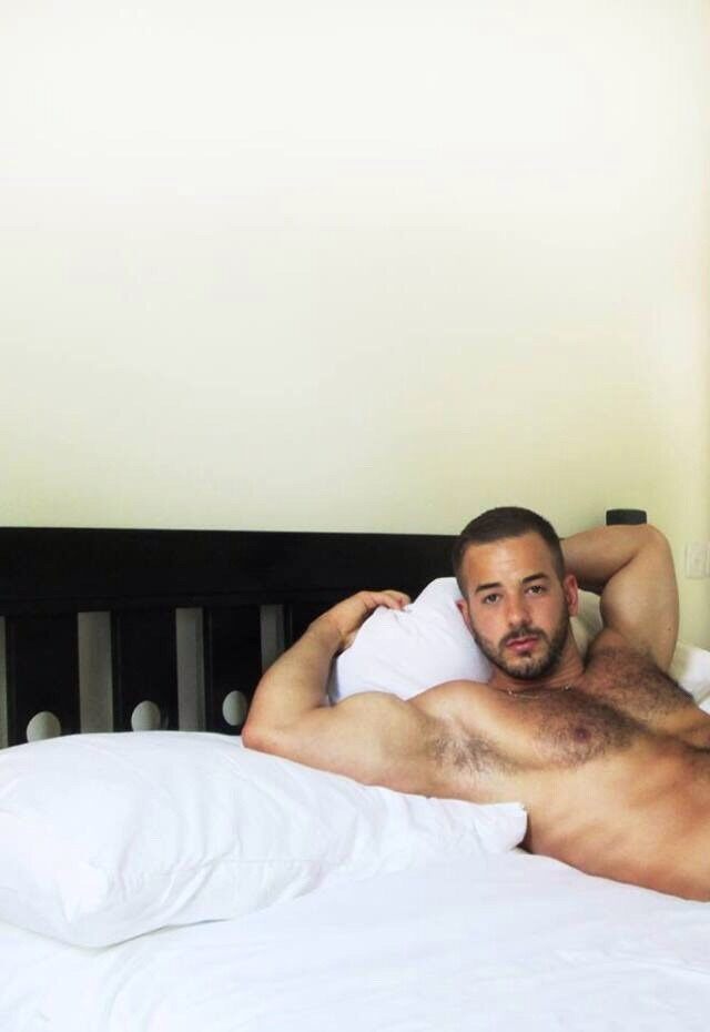 Trimmed full Brady - hairy muscle - pits- in bed