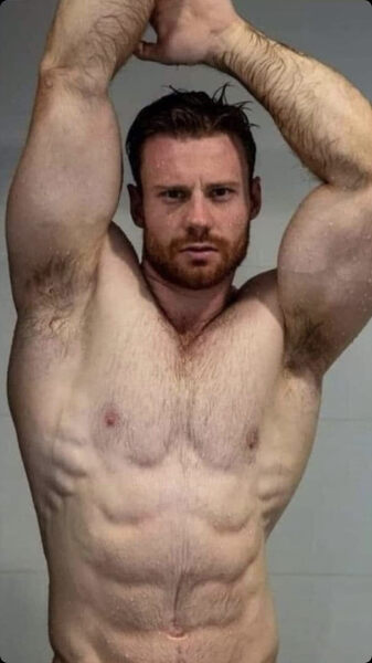 Light hairy muscle - pits - trimmed beard