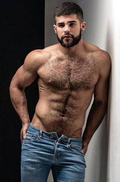 Trimmed beard - hairy - muscular - unbutton Levi 501’s for some action