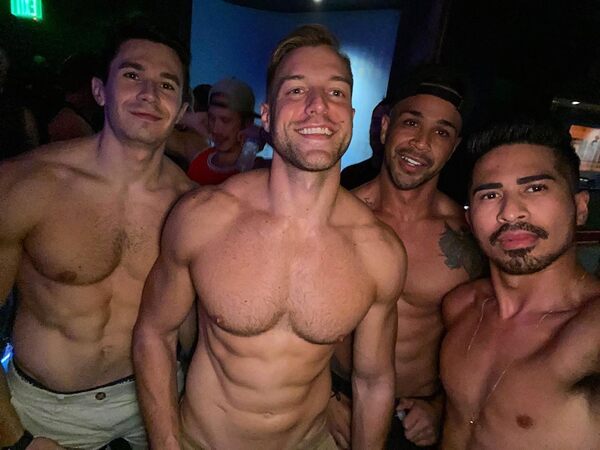 All smiles thinking about the foursome planned for later that night
