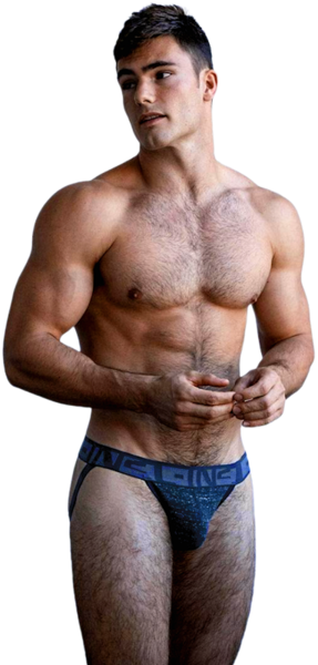 He wears the blue jock well… very well.