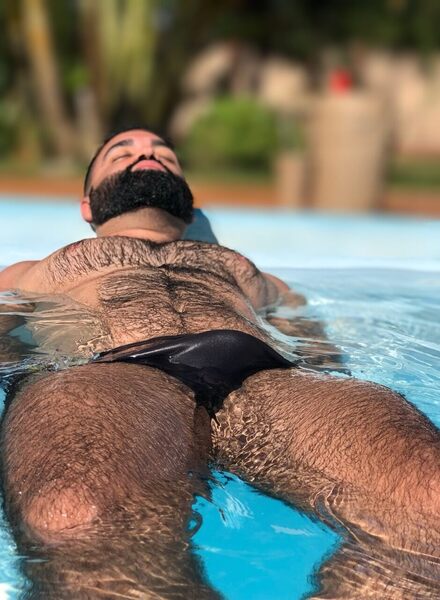 Meditating by the pool