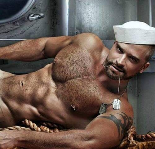 I asked for a sailor… but OMFG… where to I start… the chest! The abs!  The pierced nips!  I nominate this guy to be Secretary of the Navy!
