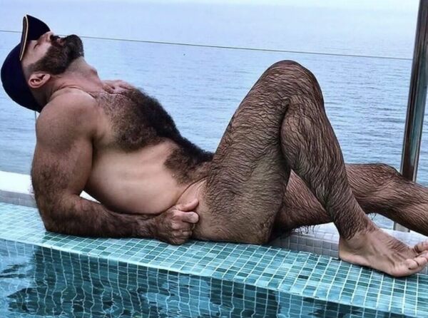 Pool-side delight for those who like their guys ultra hairy