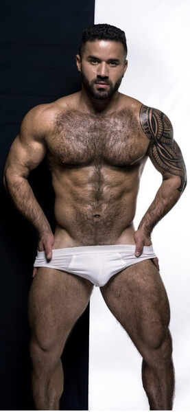 About to reveal all hairy abs and pecs!  YUM!