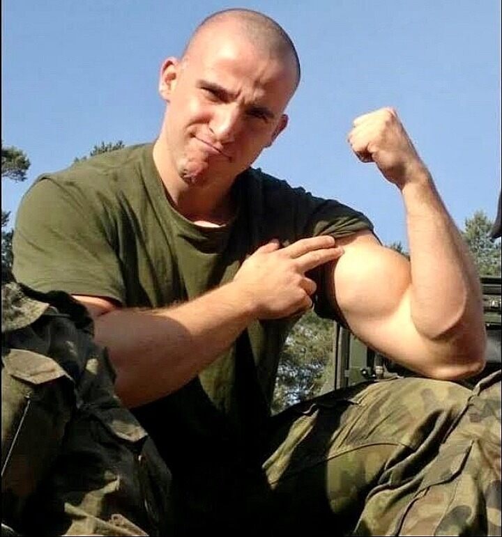 Thank you for your service and showing off that sexy bicep!