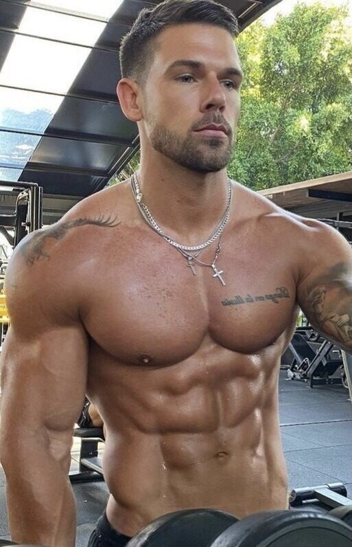 Nice semi-outdoor gym where this muscle god will still be  protected from the elements.