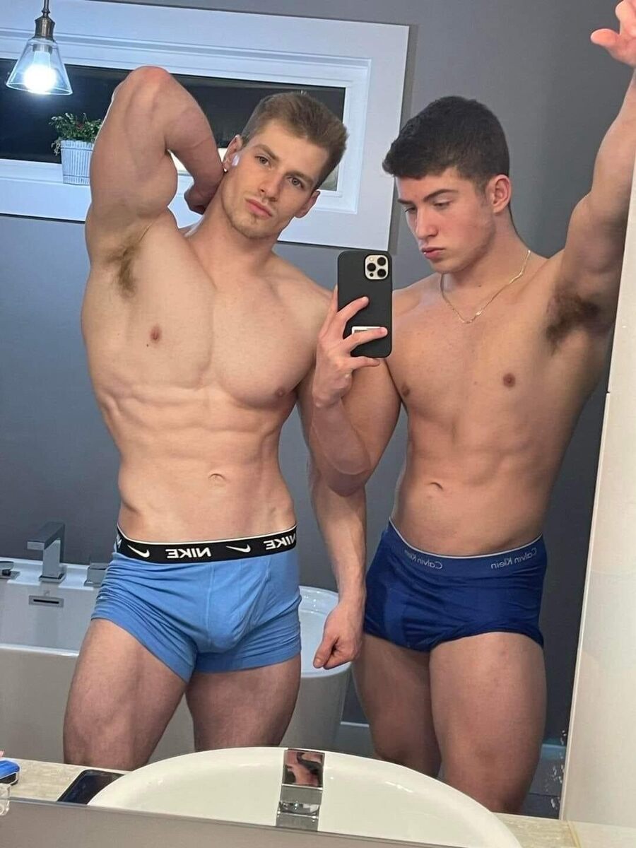 Young bros double selfie
