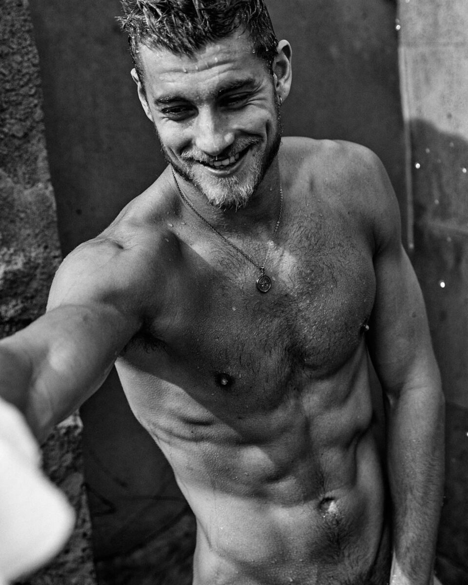 He’s happy because someone just dropped the soap…