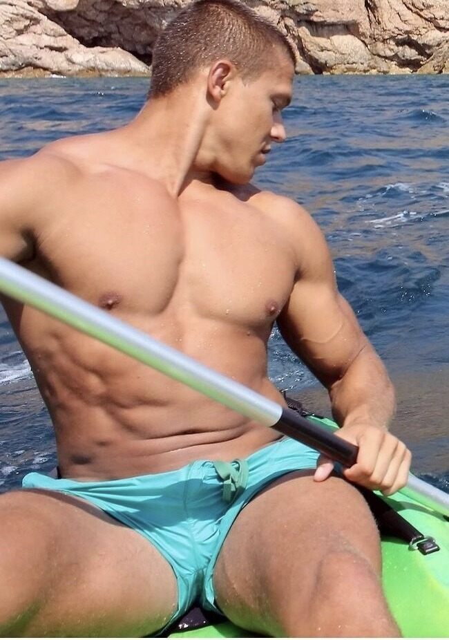 Paddling near the rocks