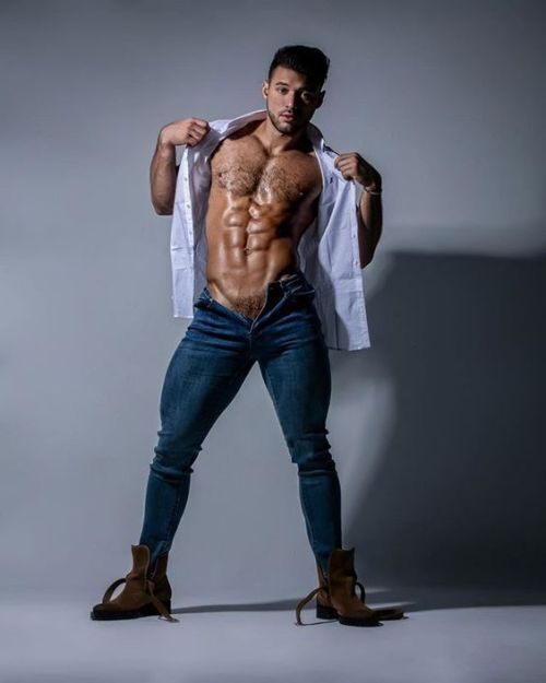 Alfred Herrera unbuttoned and unzipped