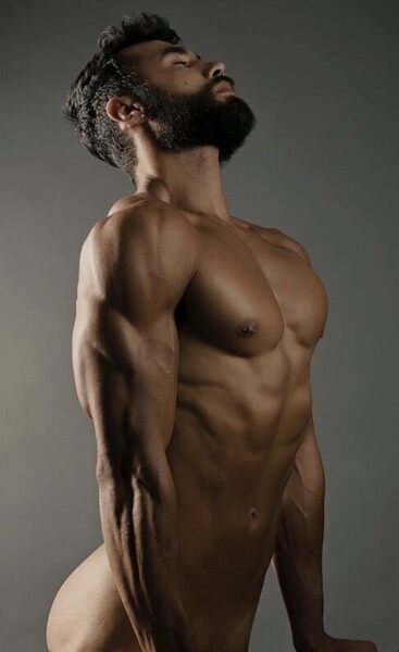 Nicely bearded smooth lean muscle
