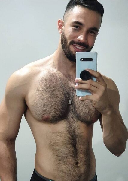 A nice selfie of his hairy chest
