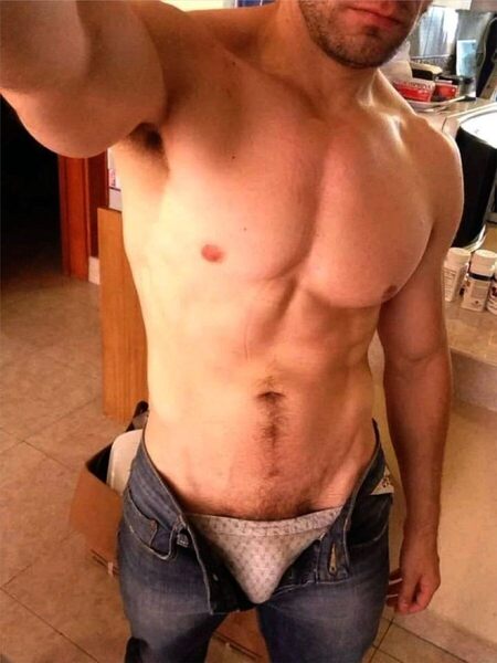 Unzipped! And yes!  I know that my pubes are showing!