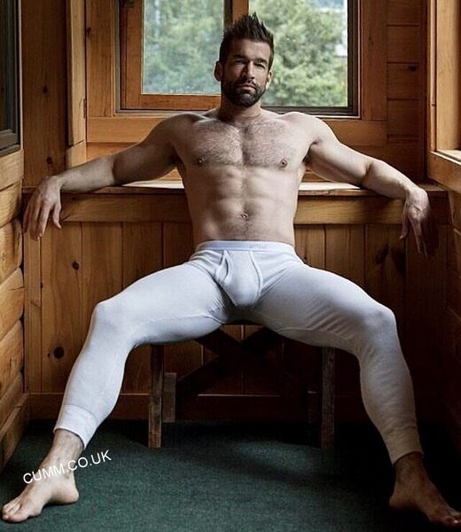 Looking good even manspreading with white long-johns