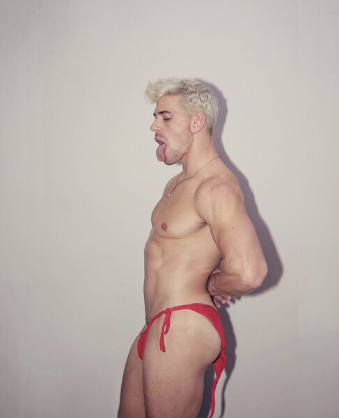 Blondish giving some tongue