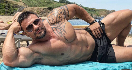 Big muscle lying on his side