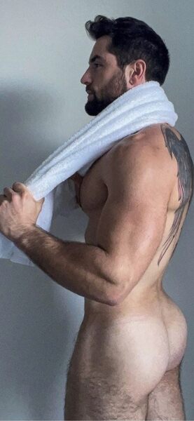 With a towel around his neck