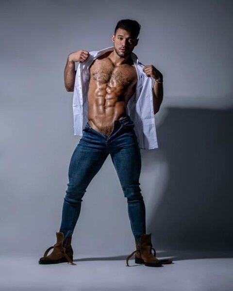 Alfred Herrera unbuttoned and unzipped