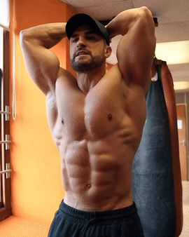 “Vacuuming” his abs