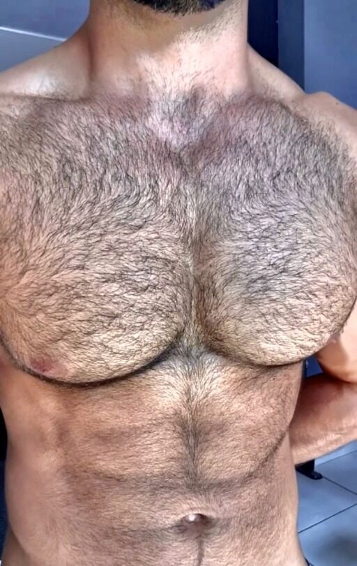 His hairy chest