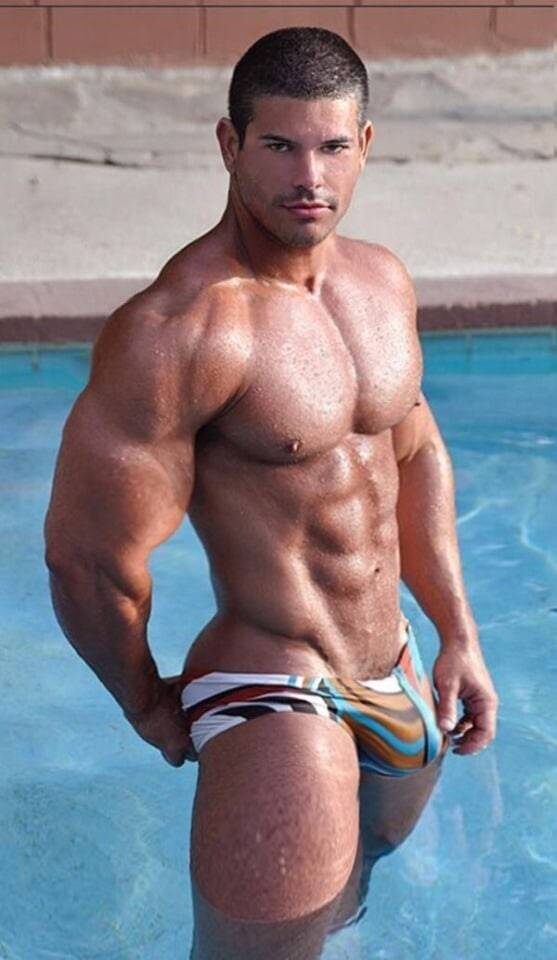Giving a not so subtle signal of what he wants to do in that pool?