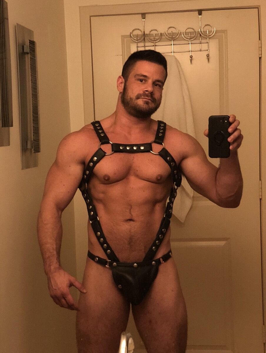 His leather selfie