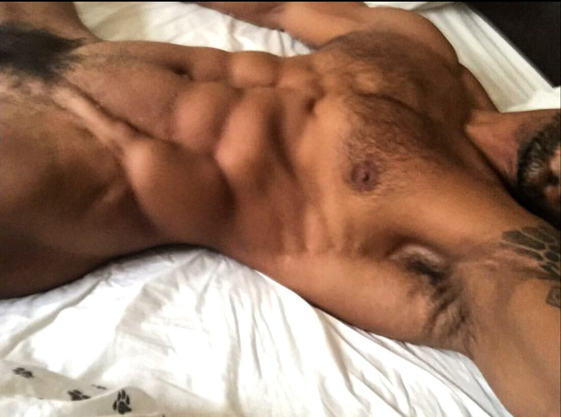 Torso lying in bed
