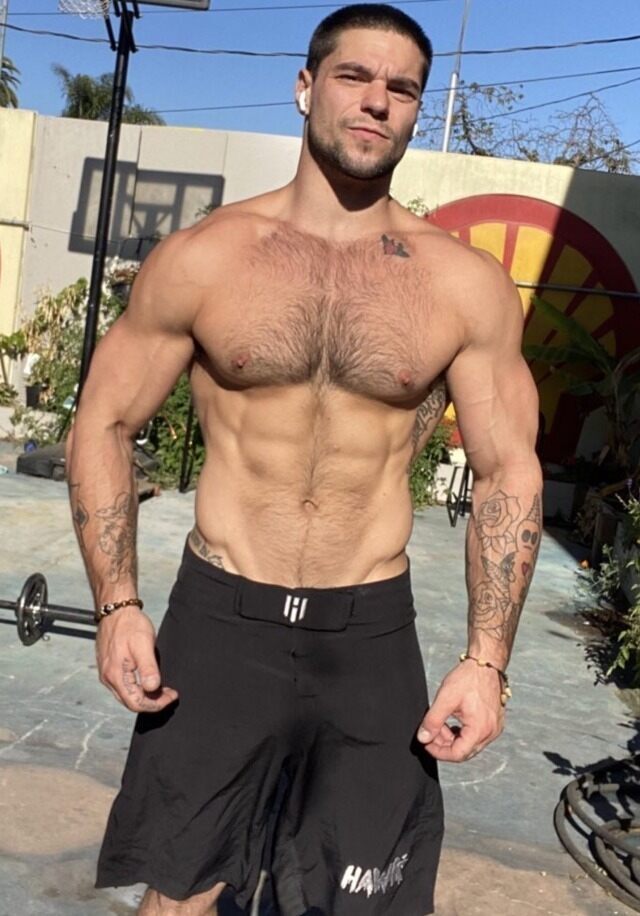 In his outdoor gym