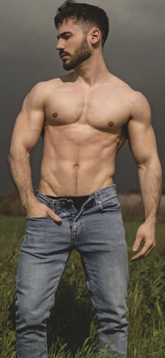 His unzipped jeans