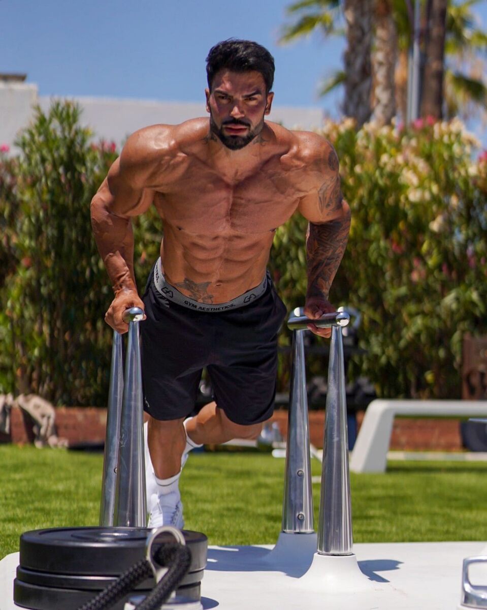 In his outdoor gym