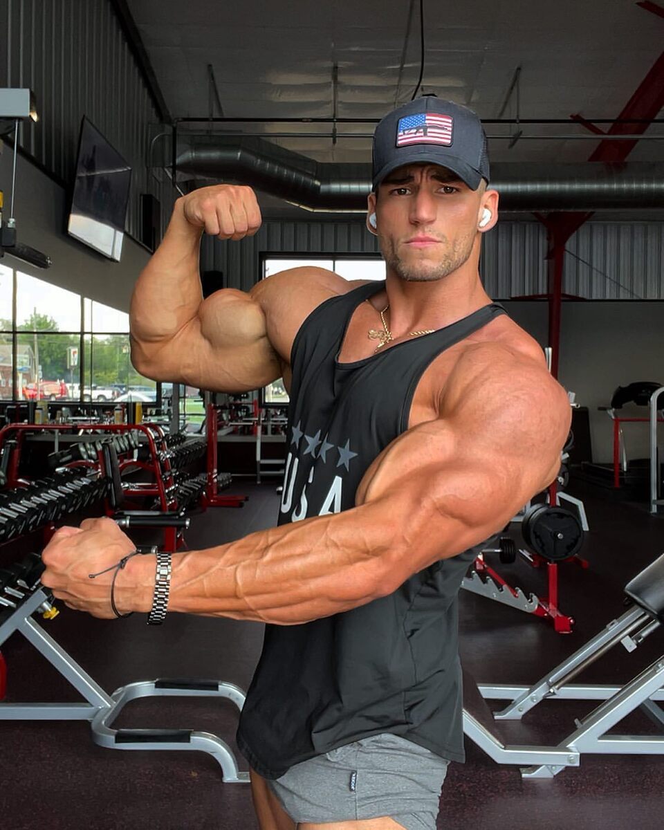 His pumped up arms