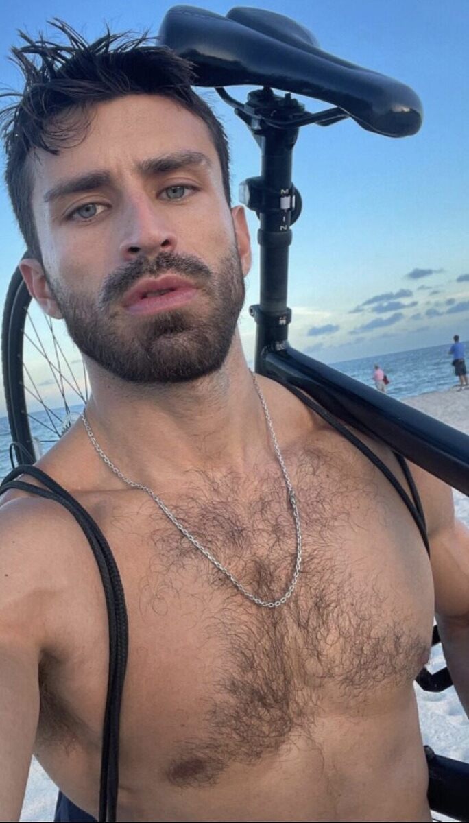 Taking his bike for a walk…