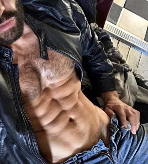 BJ lips, leather, hairy chest, eight pack abs, unzipped… works for me!
