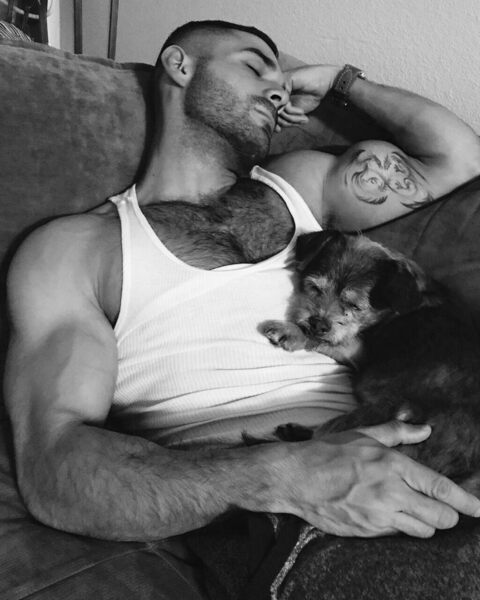 Relaxing with his best bud
