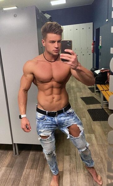 Ripped locker room selfie
