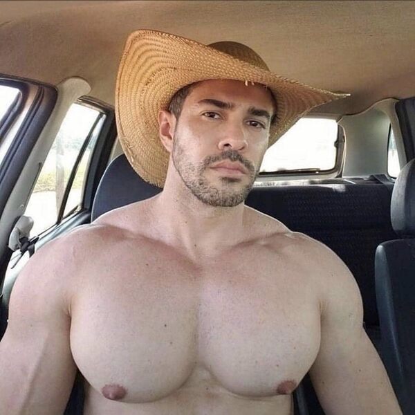 Hot cowboy riding shotgun