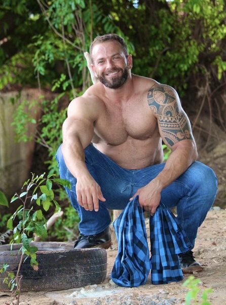 He came across this tire in the woods and just had to take a picture with it.