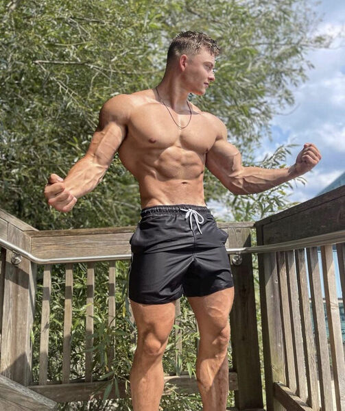 Showing his stuff out on the porch