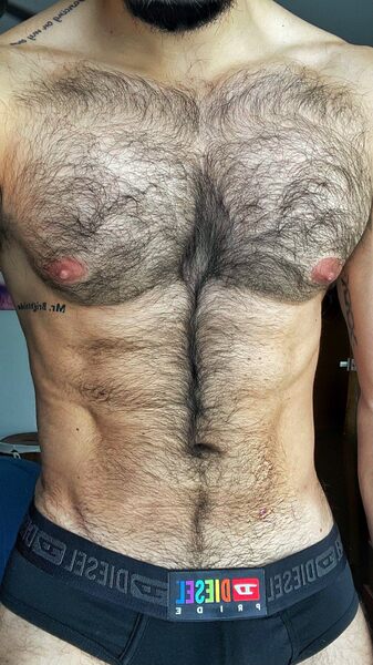 His hairy torso with nips  that are begging for your attention.