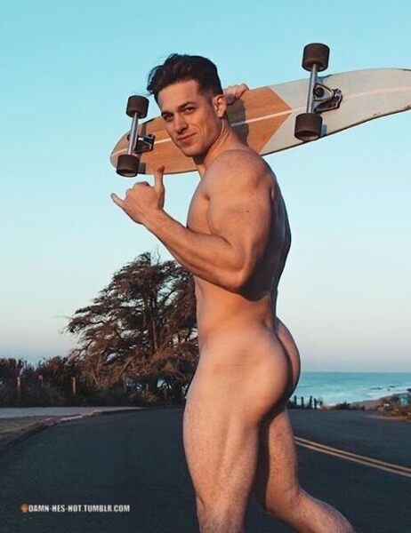 On the road with his skateboard