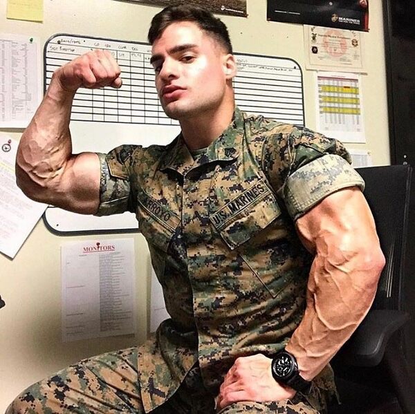 Thanking you for your service… and those sexy arms big guy!