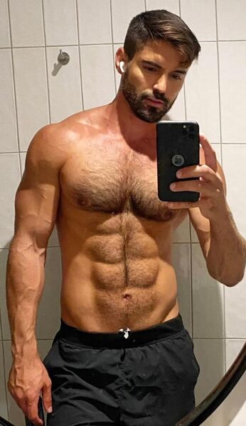 It drives him crazy when guys play with his hairy chest.