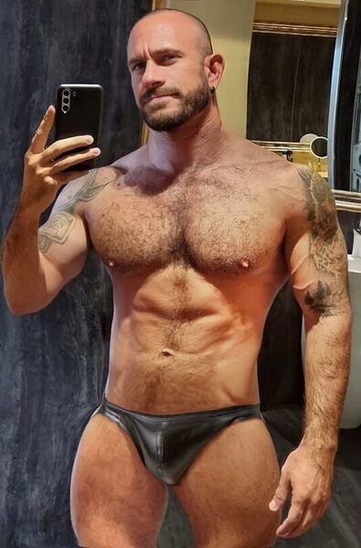 The aroma of that leather combined with the scent of his sweaty cock and balls will drive you absolutely crazy!  A savory treat indeed!